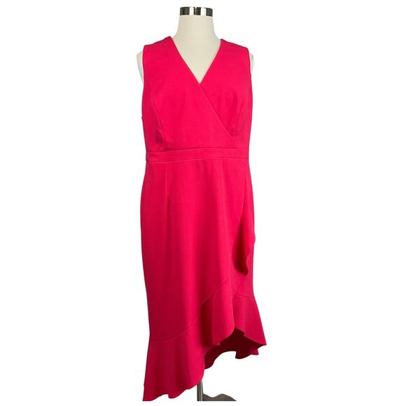 Xscape Dresses & Skirts - XSCAPE Colorful High Low Midi Sheath Ruffled V-Neck Cocktail Dress Red Size 20W